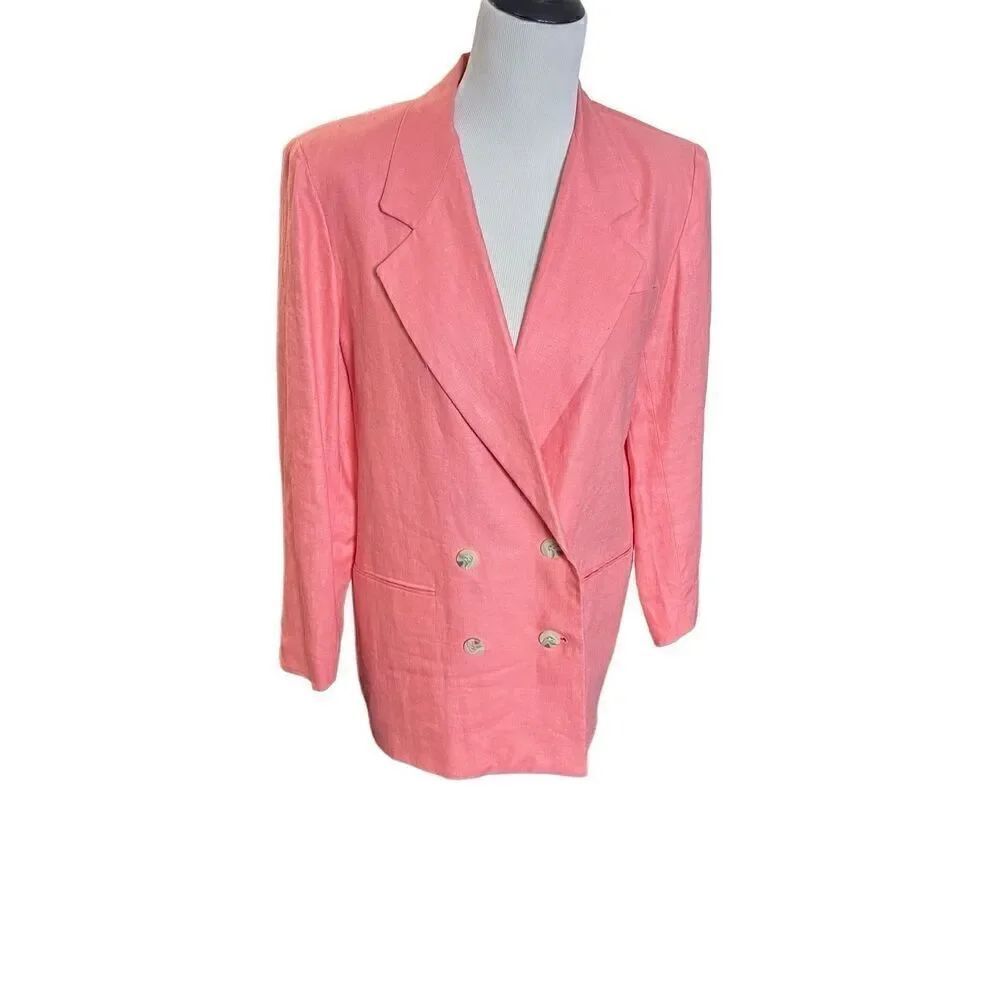 Herman Geist linen pink double sided blazer jacket petite size 12